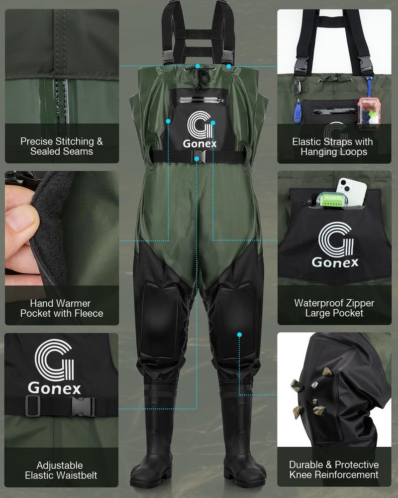 Gonex Chest Waders for Men Women Waterproof 2-Ply PVC Waders for Fishing Duck Hunting with Boot Hanger - Image 2